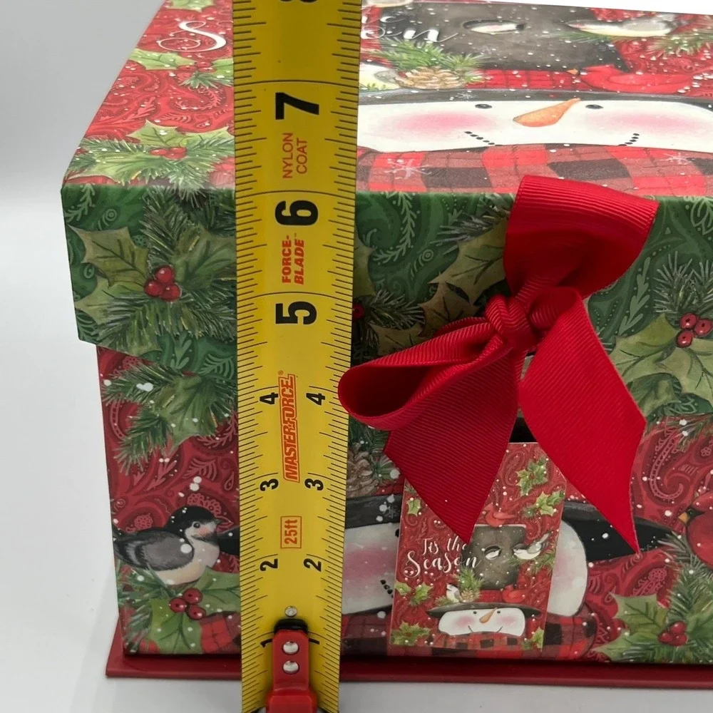 Susan Winget Holiday Storage Box Unisex OS Red NWOT Snowman Bird Paisley